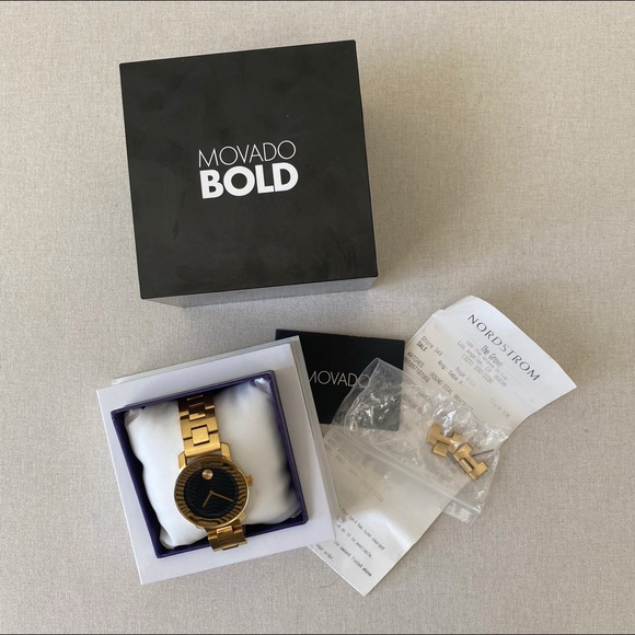 Movado Accessories - Movado Bold Gold Black Face Watch
